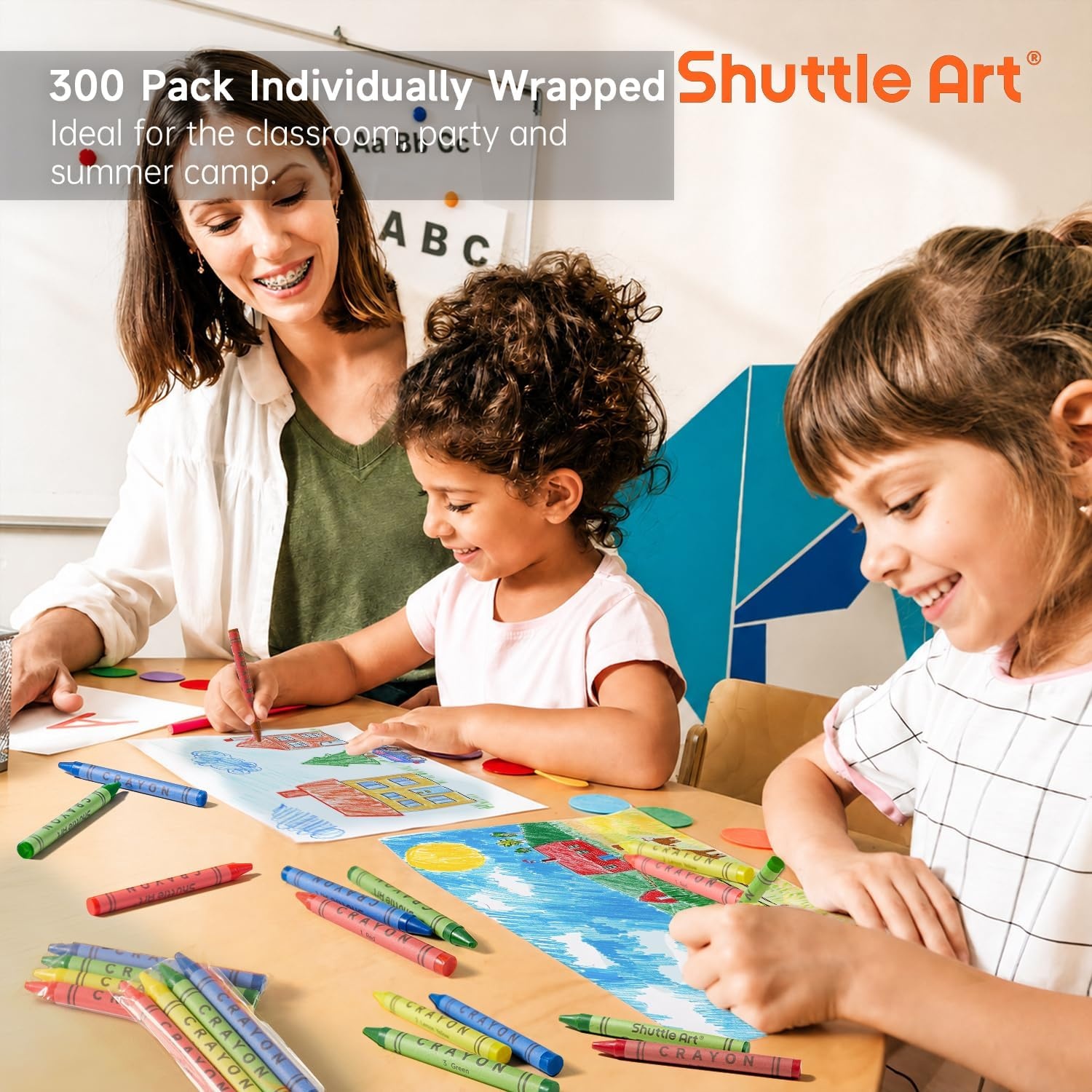 image:imageShuttle Art Crayons Bulk Packs 300 Packs of 4 Colors 1200 Count