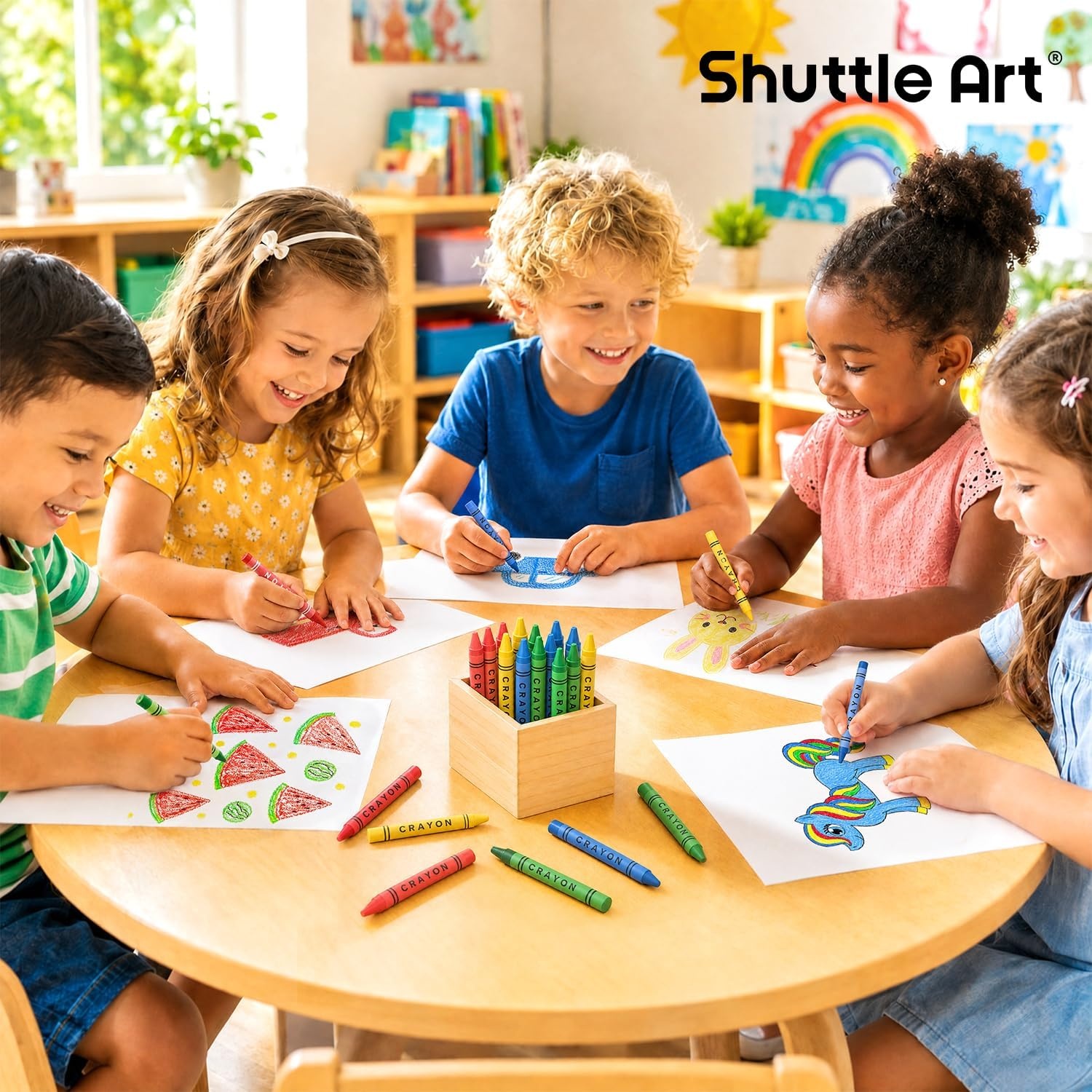 image:imageShuttle Art Crayons Bulk Packs 300 Packs of 4 Colors 1200 Count