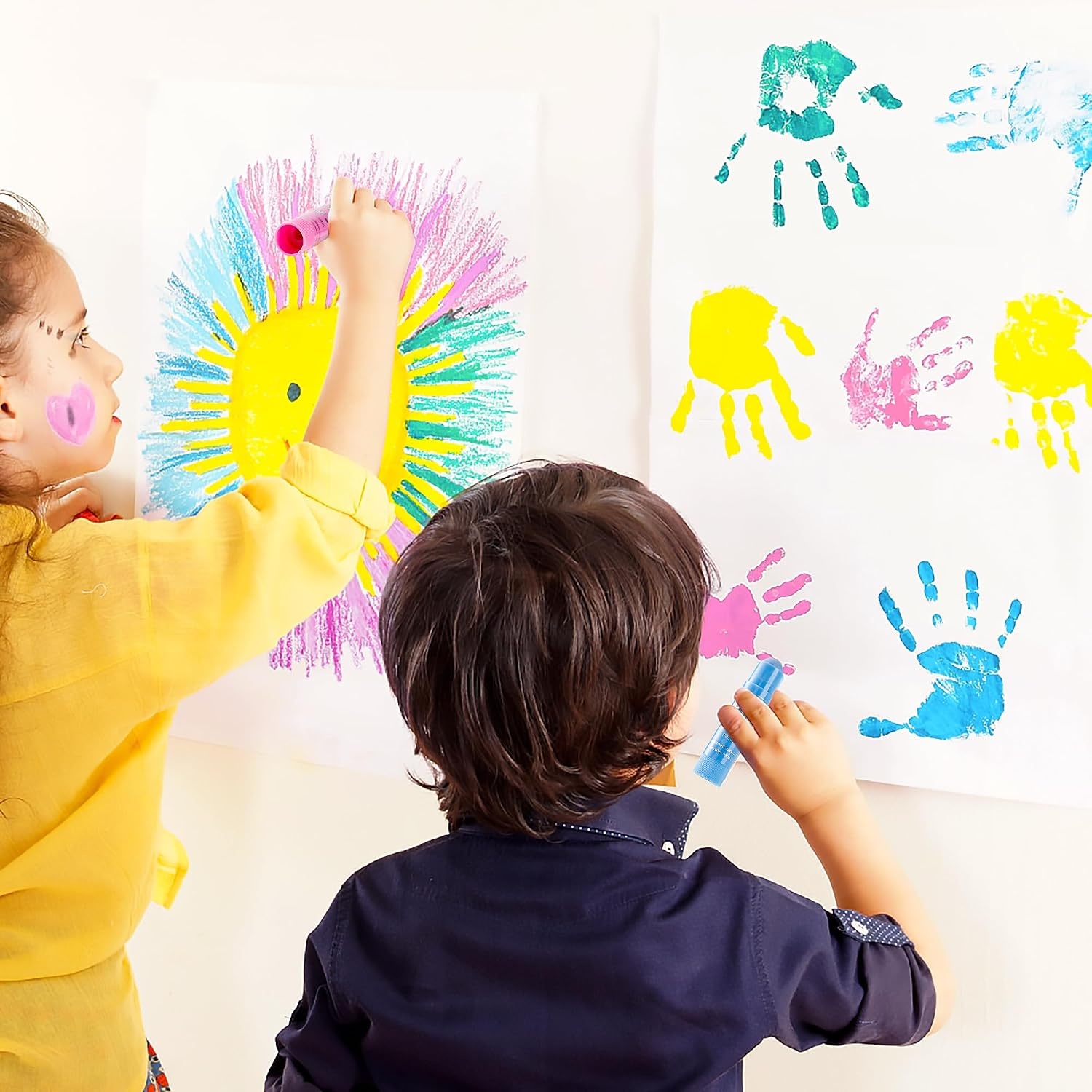 image:imageTempera Paint Sticks 30 Colors Solid Tempera Paint for Kids with 1 Drawing Pad Super Quick Drying NonToxic Works Great on Paper Wood Glass Ceramic Canvas Pack of 2