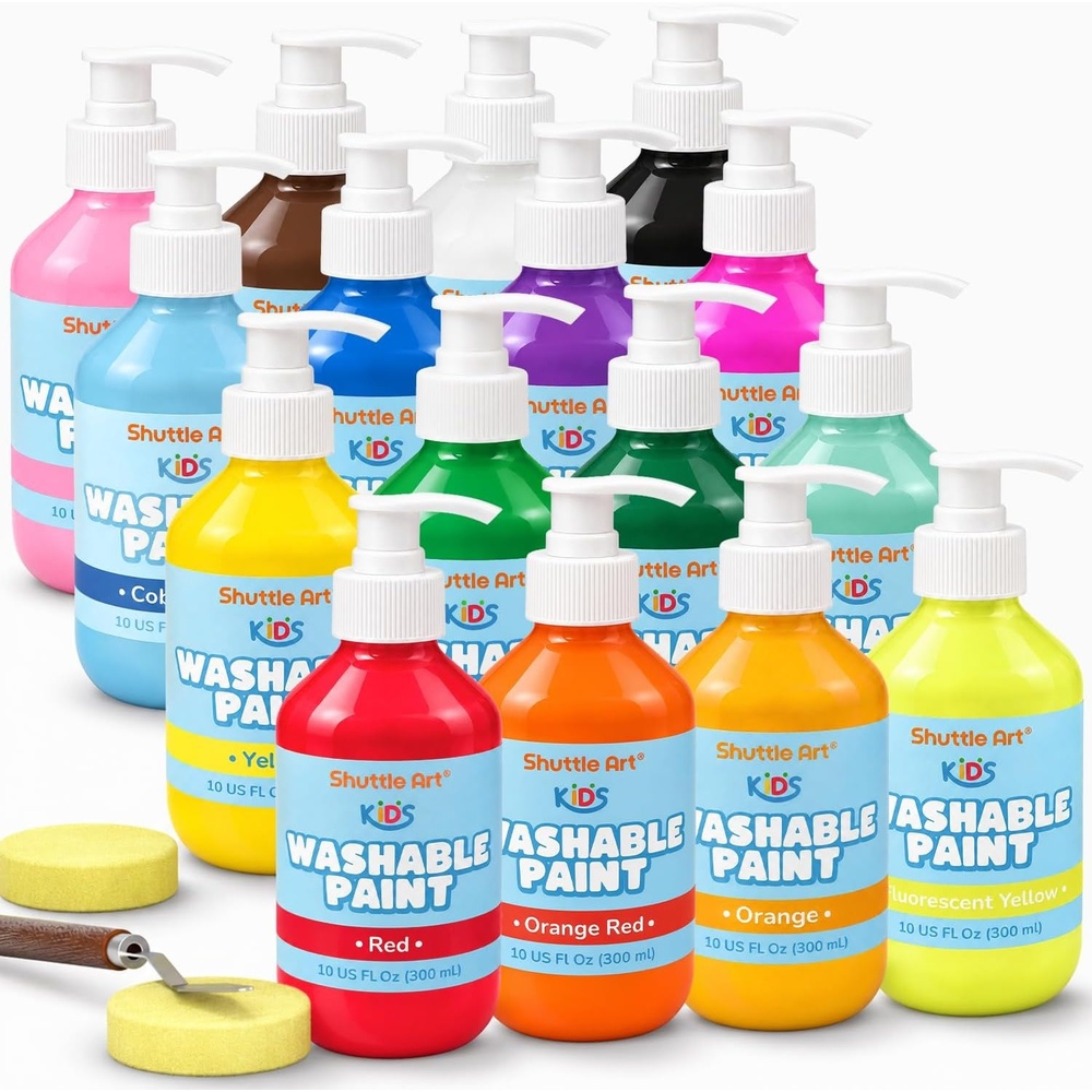 image:imageShuttle Art 16 Colors Washable Paint for Kids 10oz Tempera Paint Bulk