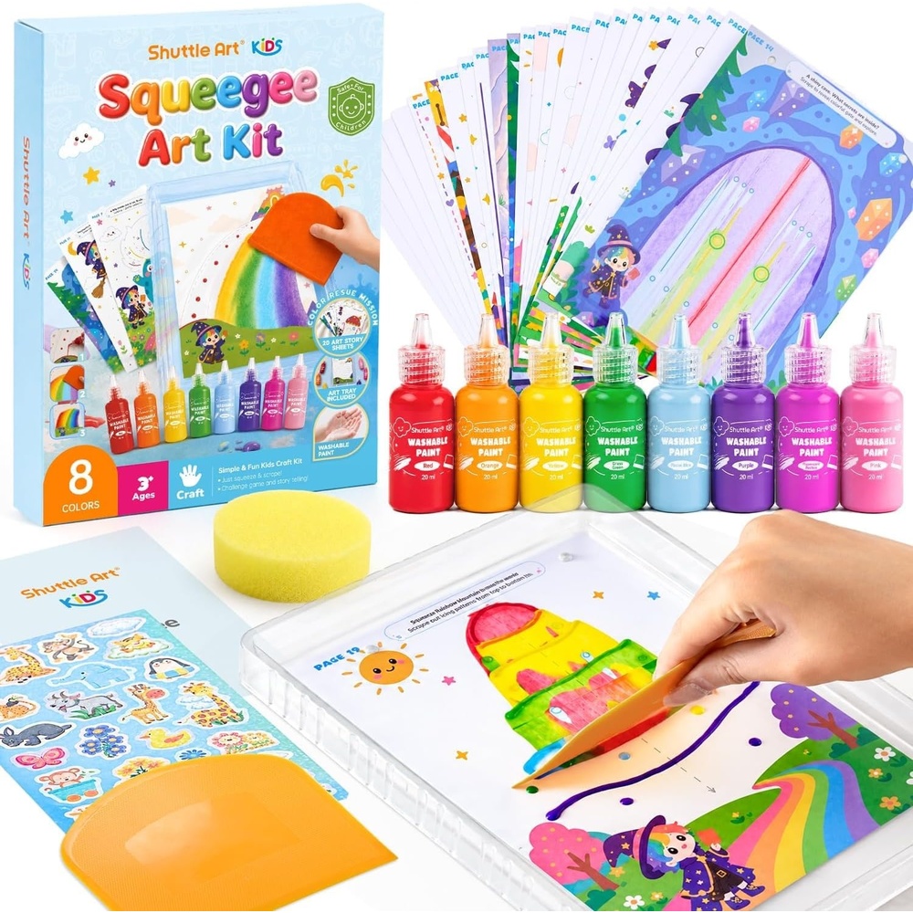 image:imageShuttle Art 37PCS Squeegee Art Kit MessFree Painting for Toddlers with Full Accessories