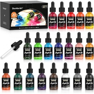 Shuttle Art 20 Colors Acrylic Ink, 30ml Dropper Bottle Liquid Acrylic Paint