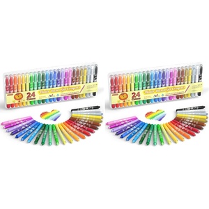 Shuttle Art 24 Colors Gel Crayons for Toddlers, Non-Toxic Crayons Set for Kids Children Coloring, Crayon-Pastel-Watercolor Effect, Ideal for Paper (Pack of 2)(1 Count (Pack of 48))