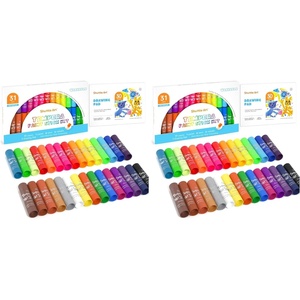 Tempera Paint Sticks, 30 Colors Solid Tempera Paint for Kids with 1 Drawing Pad, Super Quick Drying, Non-Toxic, Works Great on Paper Wood Glass Ceramic Canvas (Pack of 2)