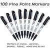 Shuttle Art 200 Pack Black Permanent Markers, Fine Point Permanent Marker Pens Set Perfect on Plastic, Wood, Stone, Metal and Glass for Doodling, Writing, Marking, Office School Supplies