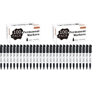 Shuttle Art 200 Pack Black Permanent Markers, Fine Point Permanent Marker Pens Set Perfect on Plastic, Wood, Stone, Metal and Glass for Doodling, Writing, Marking, Office School Supplies